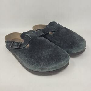 Birkenstock Boston Clogs EU37 US6 Black Suede Soft Footbed Comfort Slip On Mules